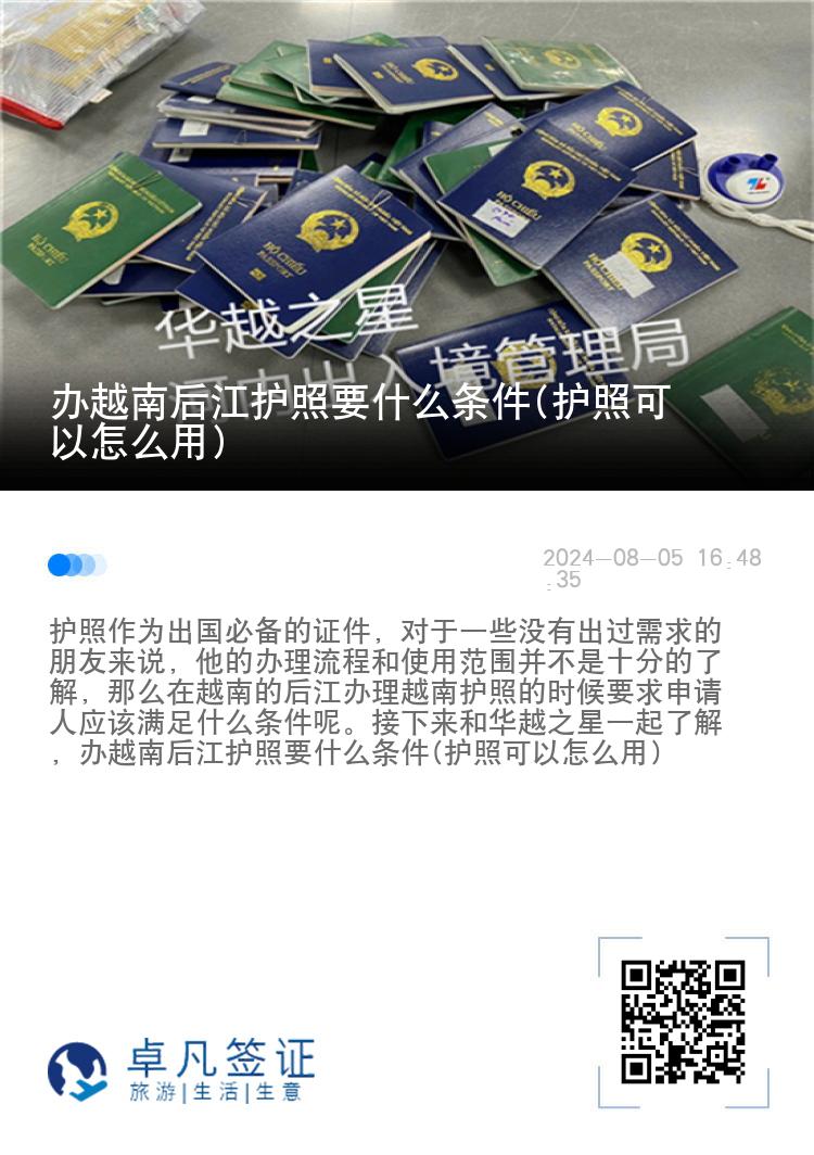 办越南后江护照要什么条件(护照可以怎么用)